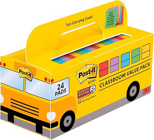 Miniatura 2 de Post-it Notas súper adhesivas, paquete económico para el aula, 24 blocs por paquete, 2 veces el poder de pegar, 3 pulgadas x 3 pulgadas, colores