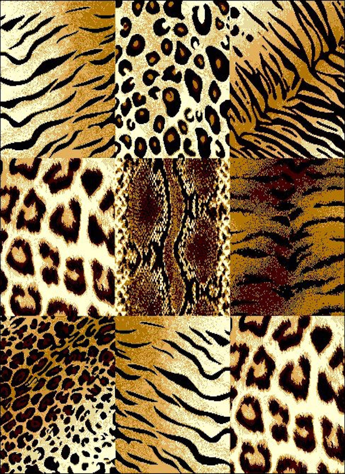 SrS Rugs® Luna Collection, Living Room Rug and Hallway Runner, with Soft Smooth 8mm Pile. Animal Print Design. 3 Colours, 5 Sizes (Safari Print, 60cm x 225cm)