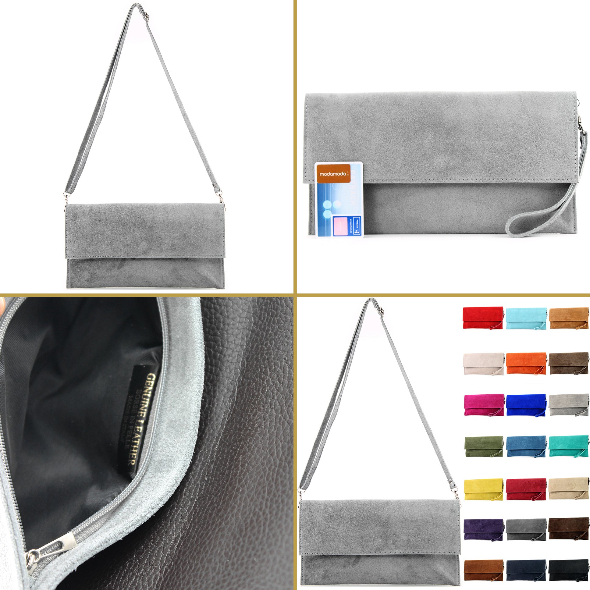 modamoda de- ital. Borsa in pelle Clutch Underarm Bag Borsa da sera in pelle metallizzata M106-151