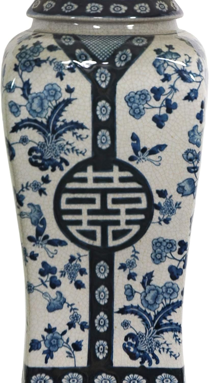 Black Friday - 60% OFF Oriental Furniture 26 Floral Blue & White Vase Lamp