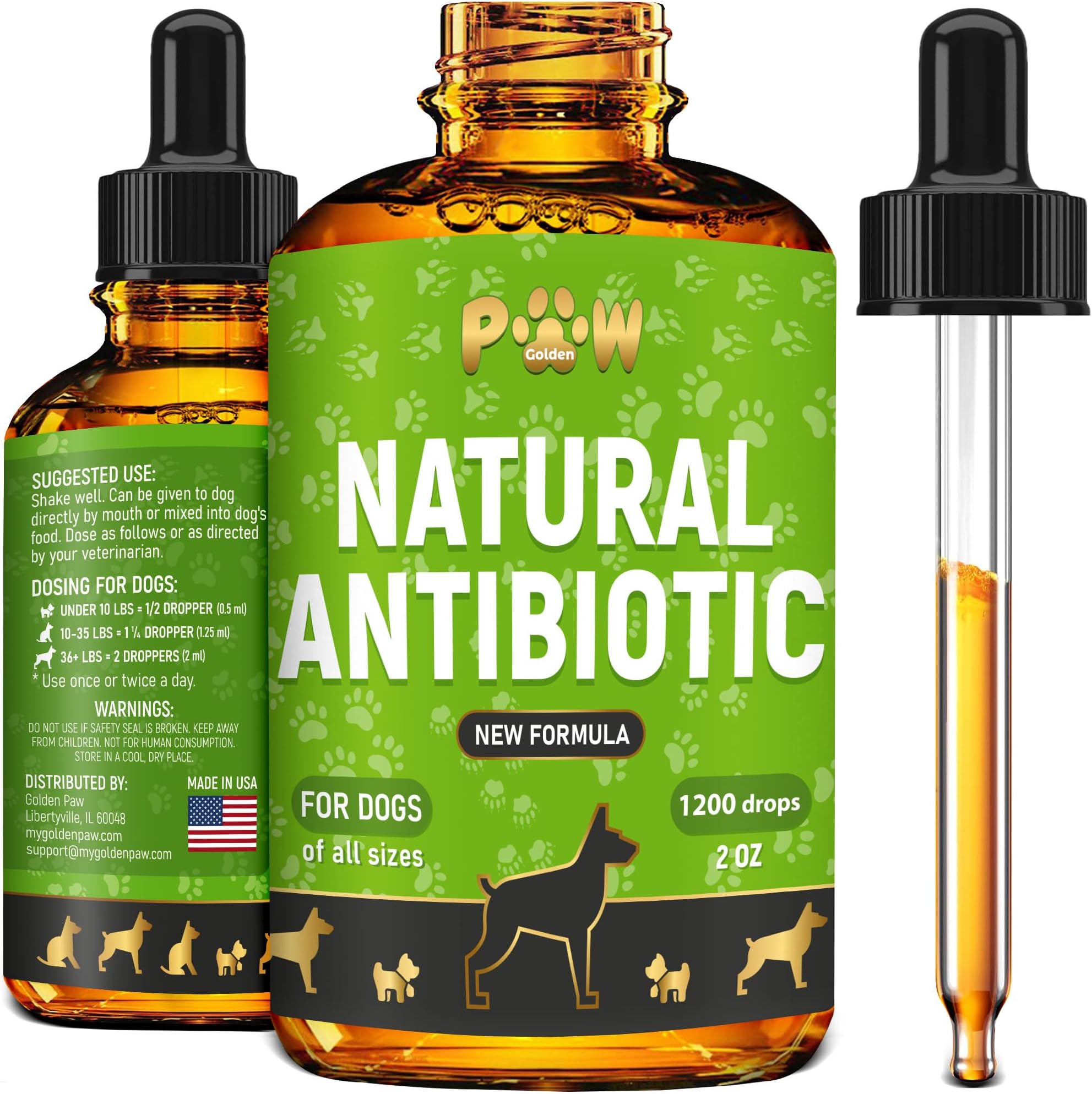 Dog Antibiotics for Infections, Cough, & Teeth Moments | Natural Antibiotics for Dogs with UTIs | Dog Allergy Relief & Canine Breath Treatment in 1 Bottle | Organic | 2 Oz