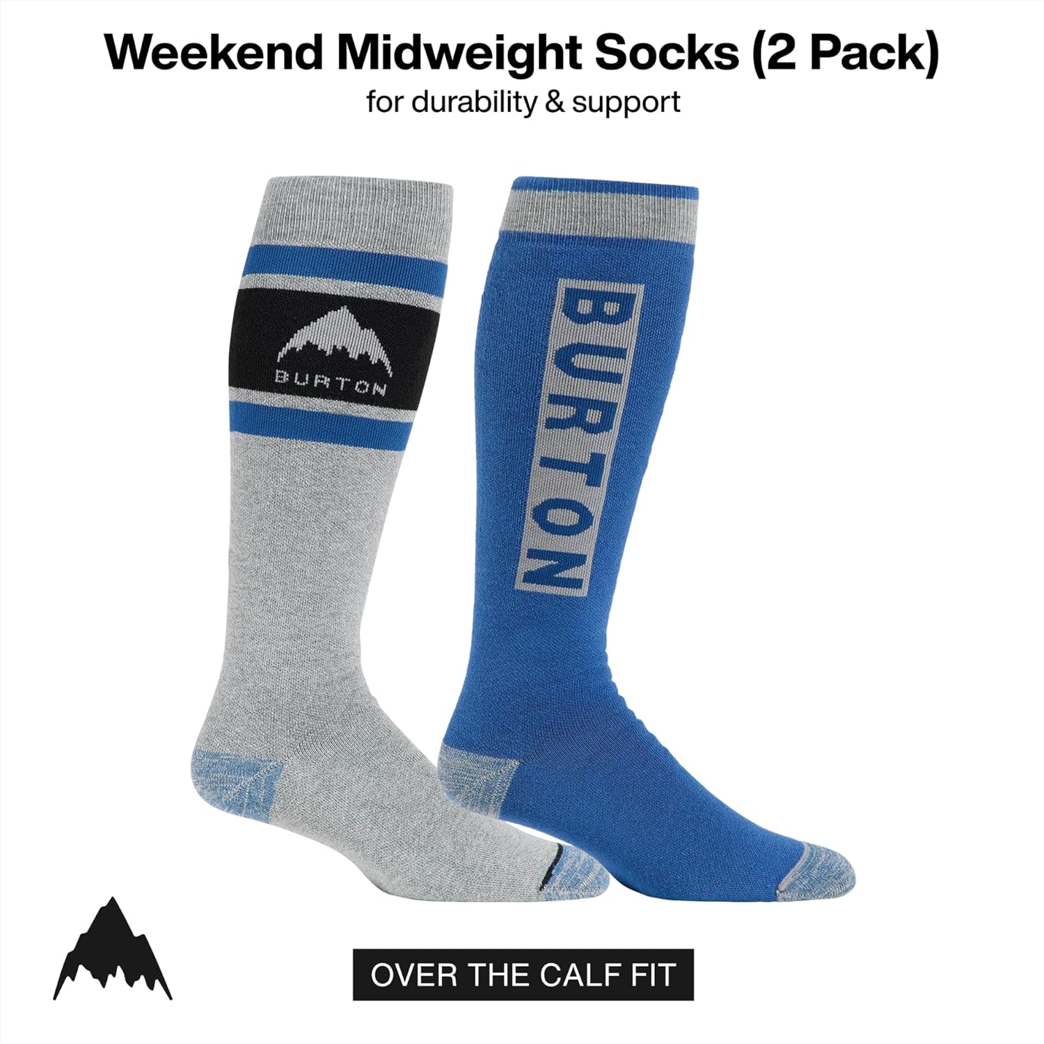 Burton Men’s 2-Pack Weekend Midweight Winter Socks – Warm Snowboard Socks with Arch Support & Reinforced Toe & Heel