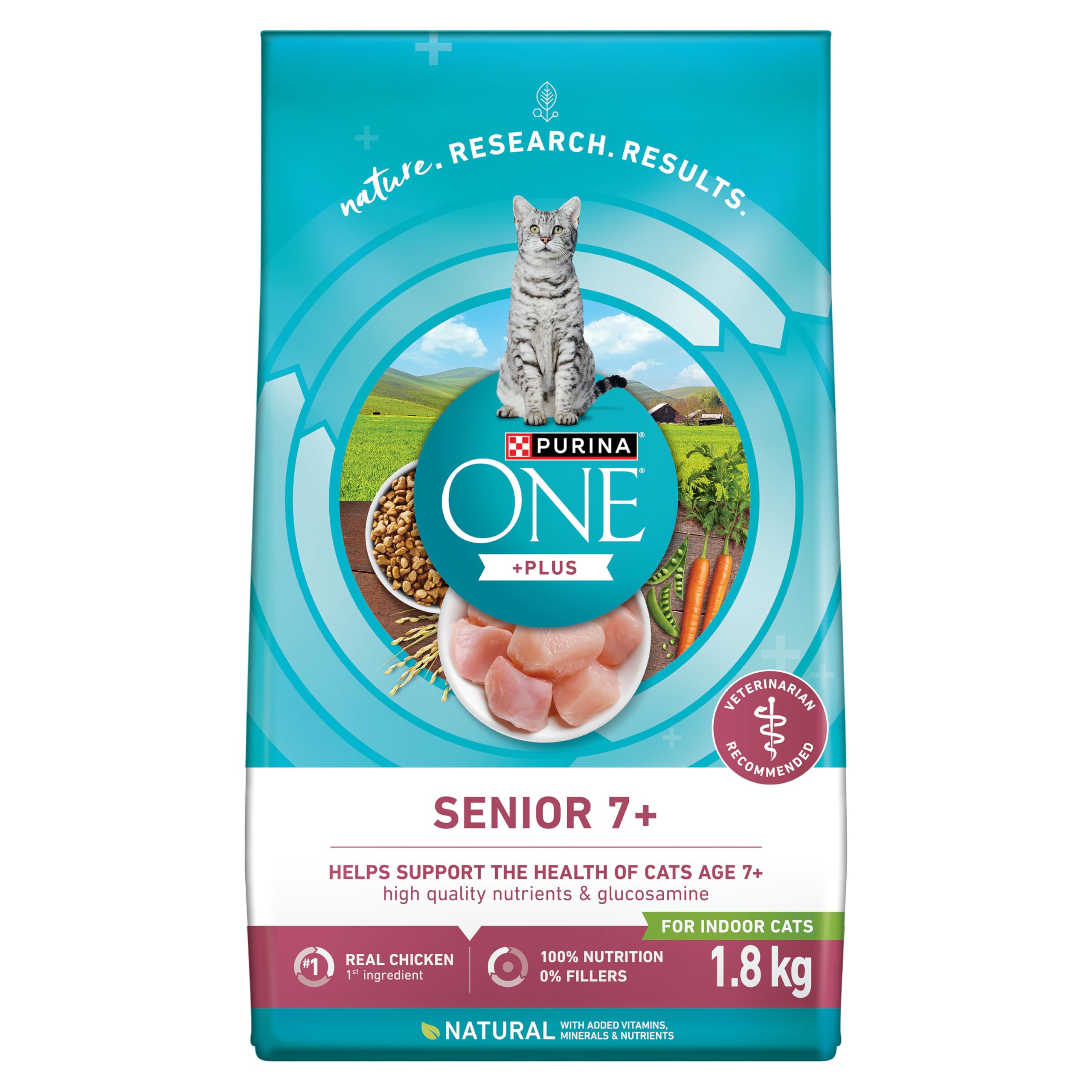 Purina ONE +Plus Senior Dry Cat Food, Chicken - 1.8 kg Bag image 8