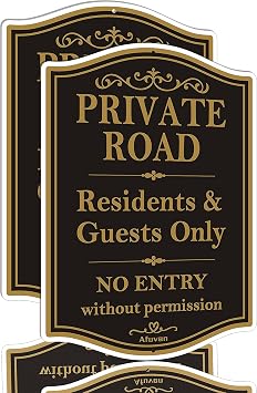 Private Road Residents and Guests Only No Entry Without Permission Sign 10"x14" - Driveway Do Not Enter - Rust Free Aluminum, 2 Pack