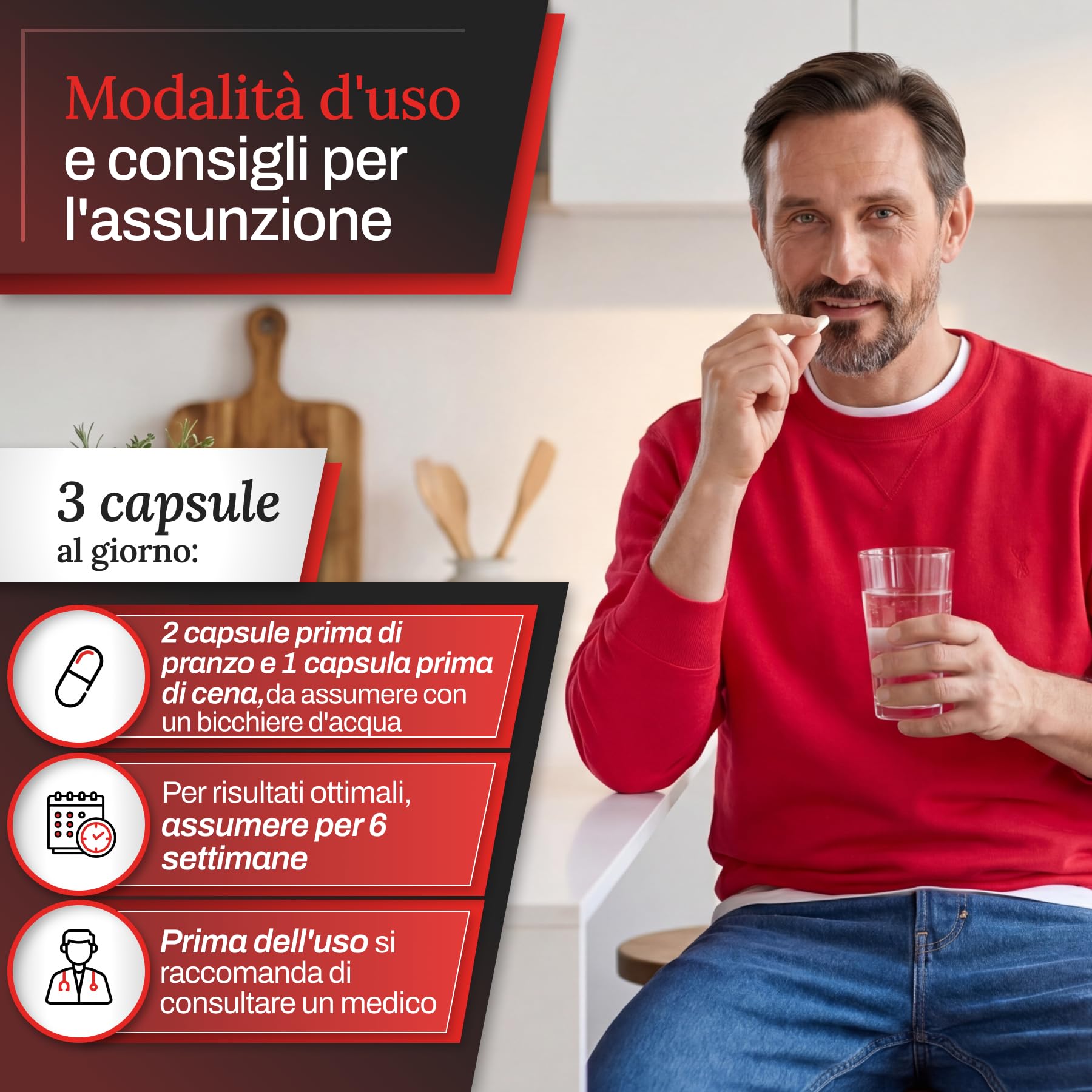 Capsule TESTOSTERON BOOST | Integratore Uomo con Maca, L-Arginina, Ginseng, Serenoa Repens, Vitamina C, Vitamina B3, Vitamina E, Zinco e Selenio | 30 Capsule