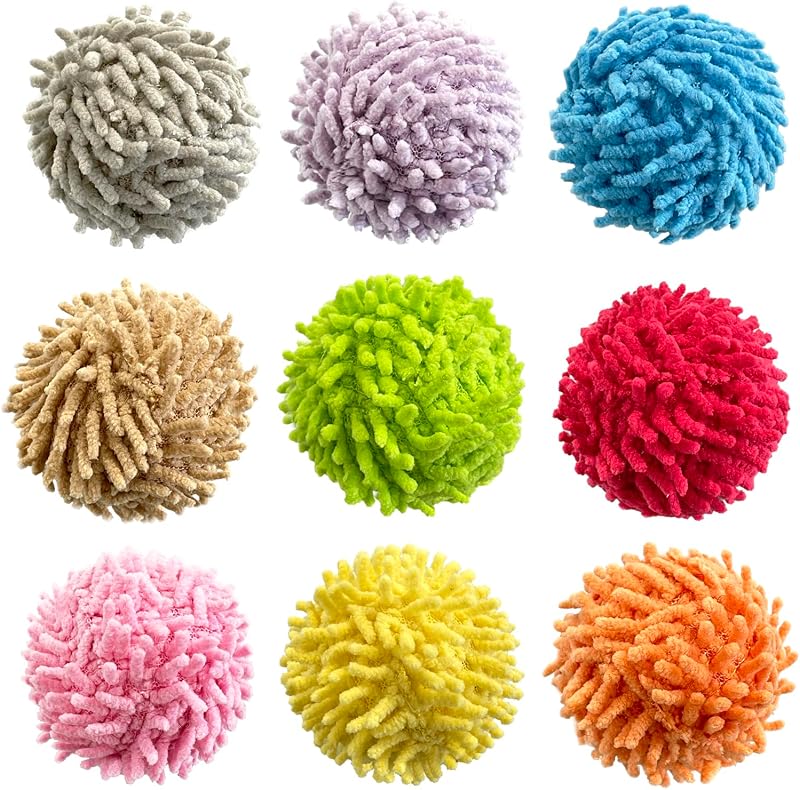Bolas de Pelúcia para Gatos com Guizo YUBONUS, Multicoloridas, 9 Unidades