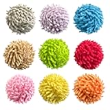 9Pcs Fuzzy Cat Ball Toys - Safe Pom Pom Balls for Indoor Cats, Kitten Chasing Toys with Bell (Multicolor)