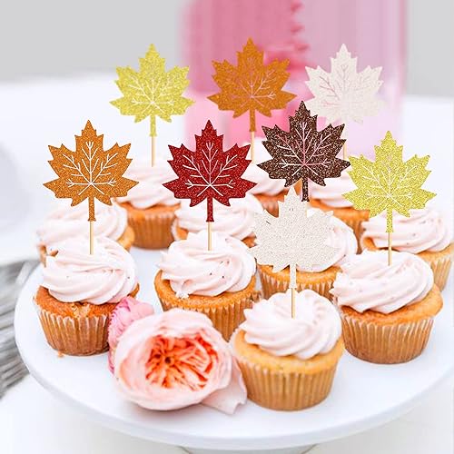 Miniatura 91 de Ercadio Paquete de 24 adornos de calabaza para cupcakes con purpurina de cosecha de otoño, calabaza, cupcakes, decoraciones para calabaza, tema de B