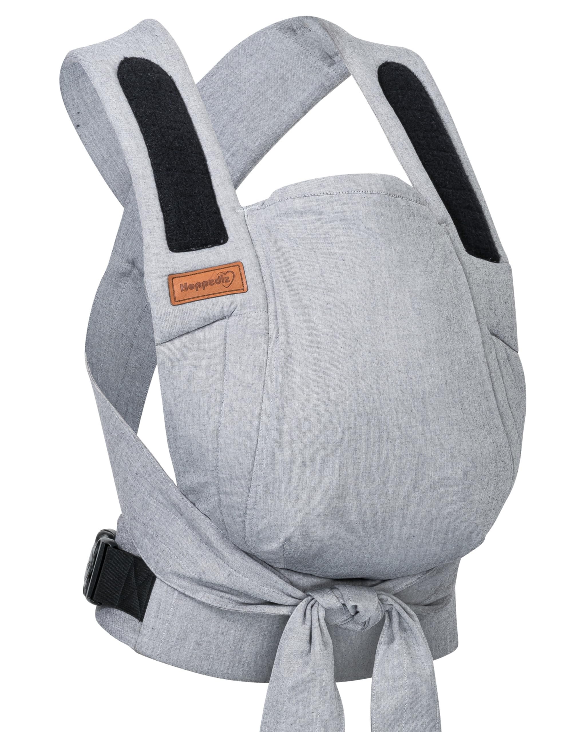 Hoppediz Babytrage Bondolino b.pure - Bauchtrage, Hüfttrage, Rückentrage - ab Geburt (all grey)