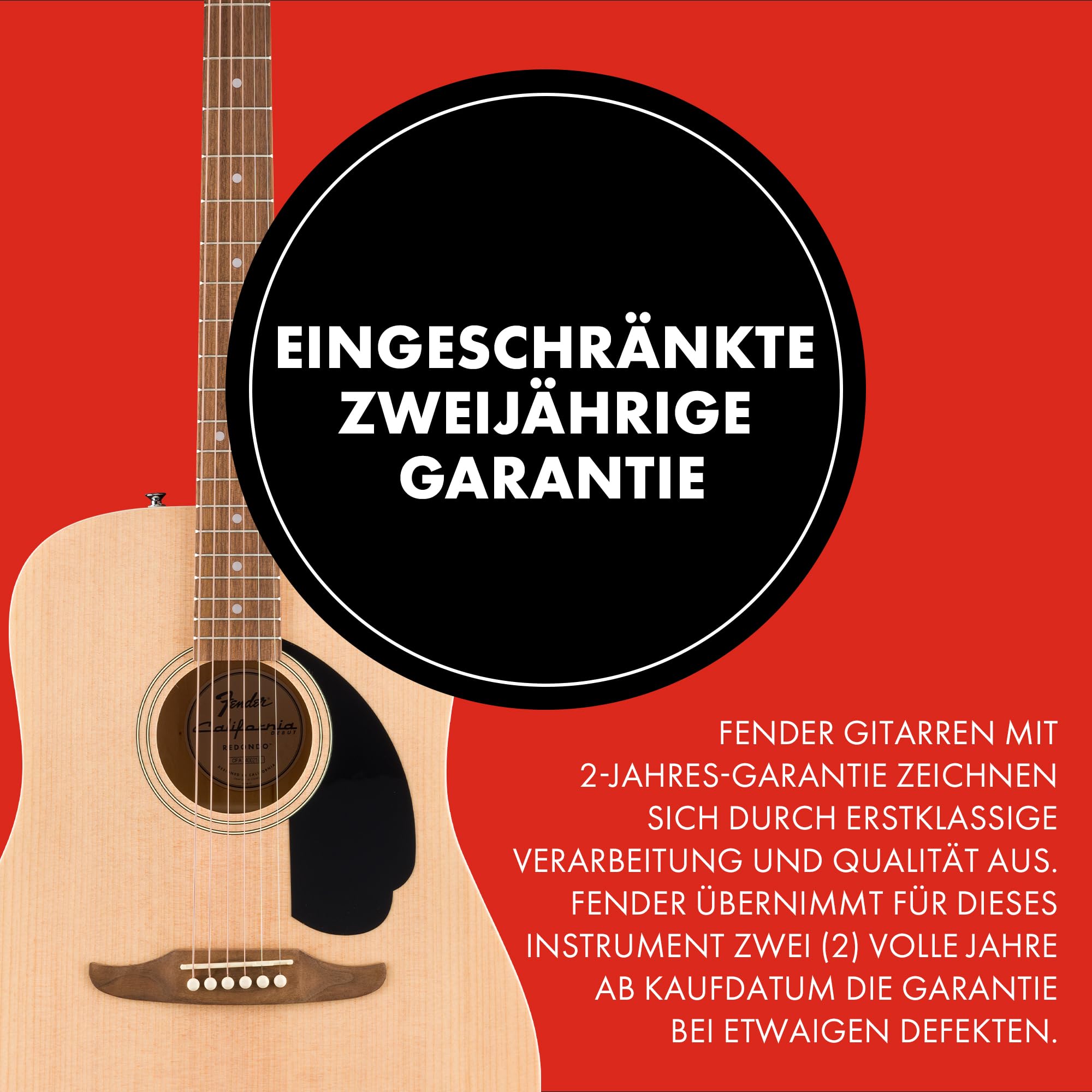 Fender California Debut Redondo Dreadnought Akustikgitarrenpaket Natural mit Zubehör