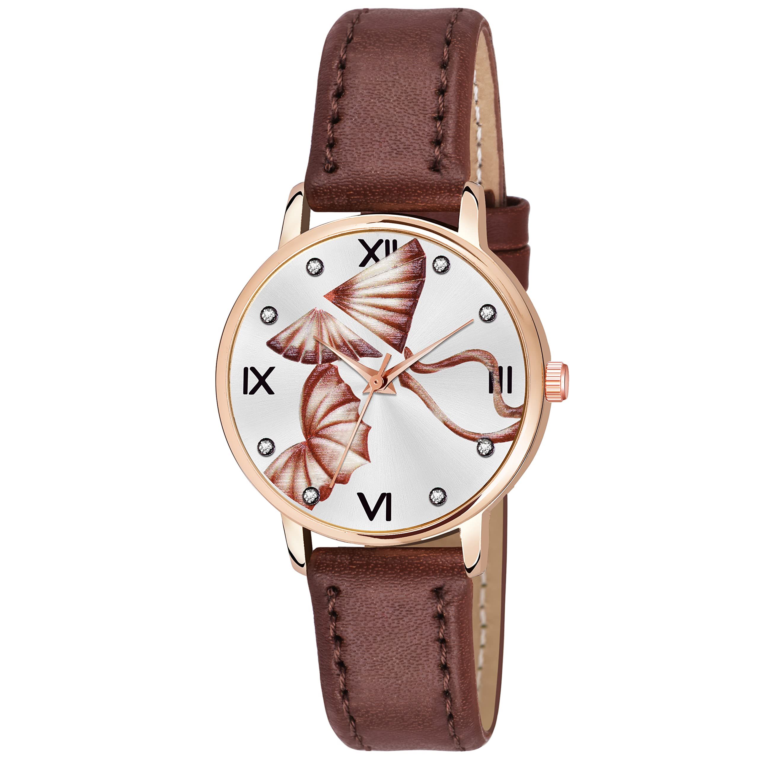 KIROH Analogue Butterfly Designer Leather Strap Womens and Girls Watch (Brown) (B0B5HR87GG) Amazon Price History, Amazon Price Tracker