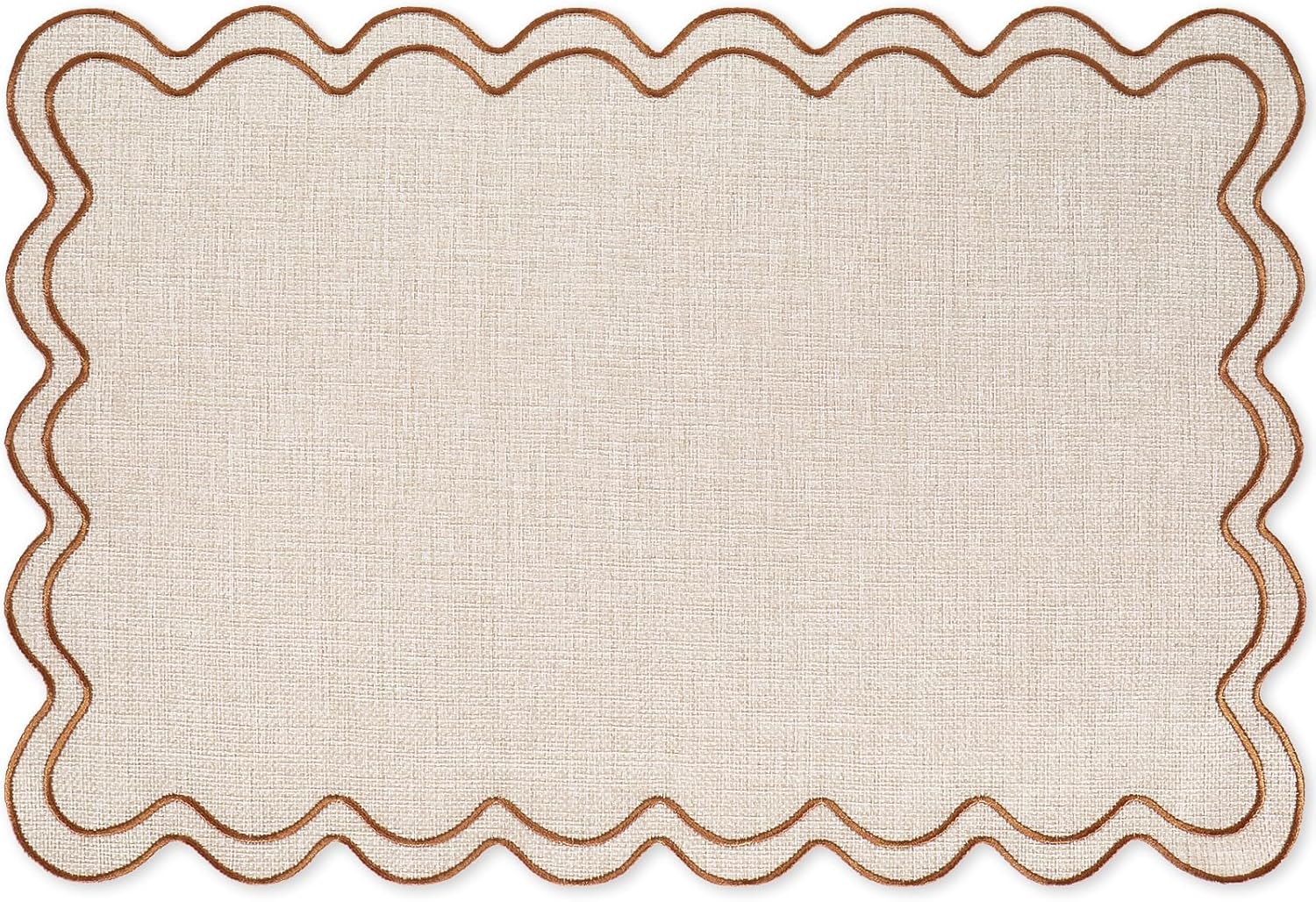 Whaline Pink Red Placemats Embroidered Scalloped Kitchen Place Mats for Wedding Baby Shower Party Home Dining Table Decor, Set of 6, 13 x 19 in