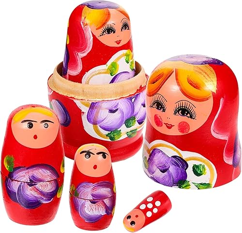 Miniatura 8 de TOYANDONA Muñecas rusas de anidación para niños, juego de muñecas de madera de Matryoshka apilables, hechas a mano, con patrón de niña, juguetes