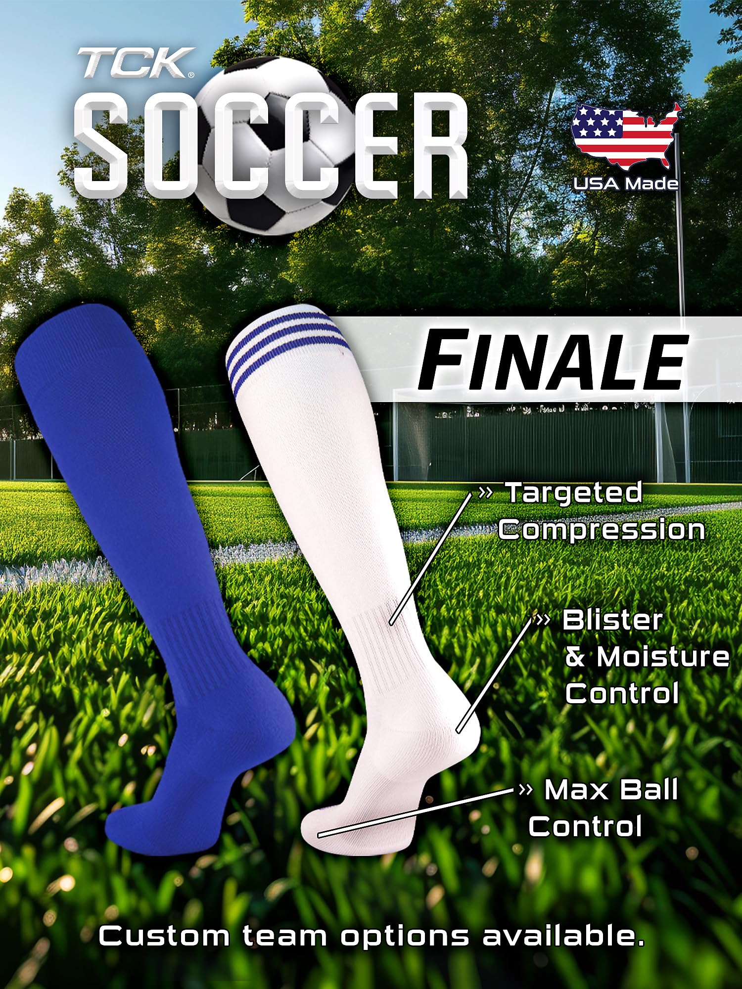 Finale Fußballsocken für Jugendliche und Erwachsene, kniehohe Fußballsocken für Herren und Kinder, Stretch-Passform für Schienbeinschoner, hergestellt in den USA