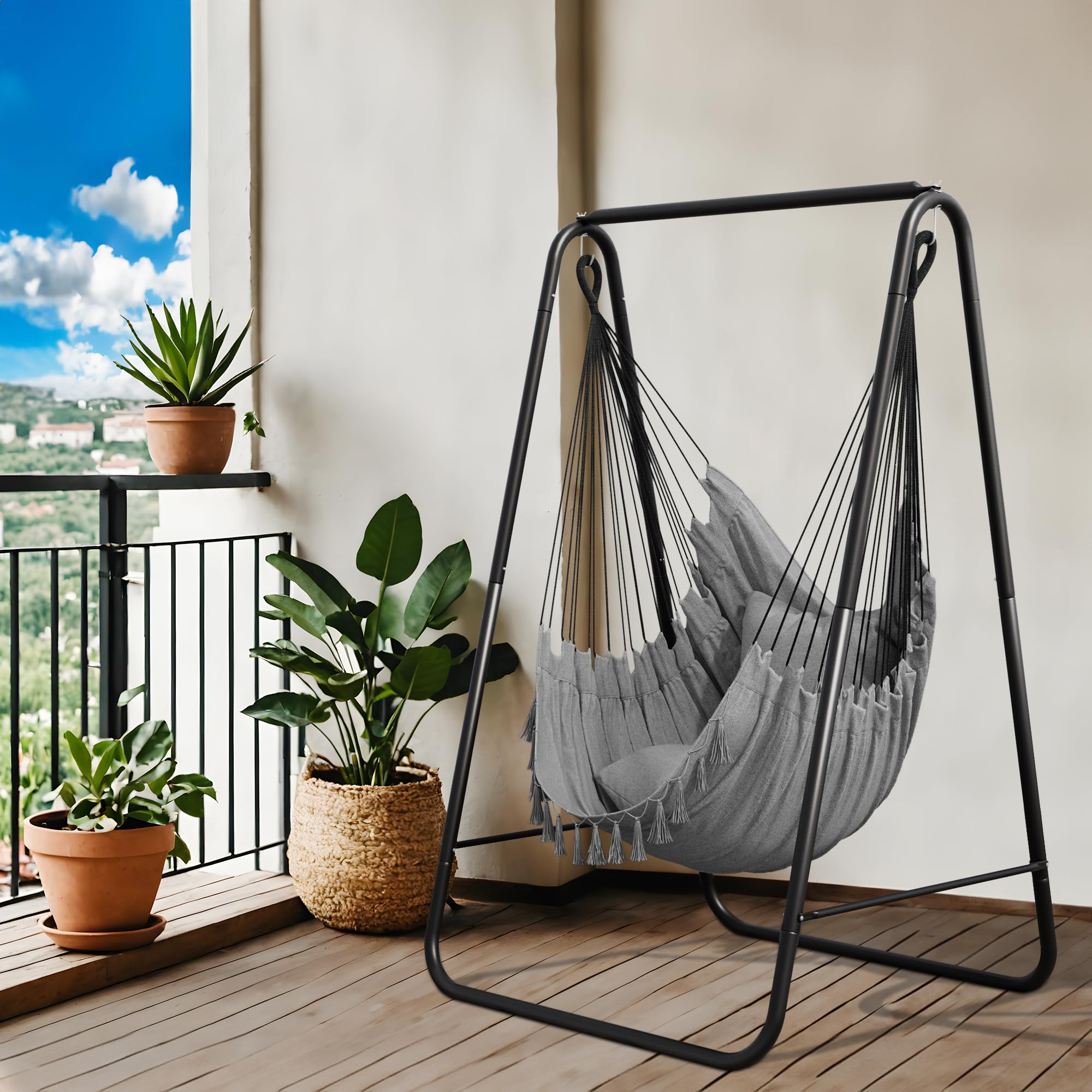 Sedia Sospesa YITAHOME Con Supporto - Amaca Con Cuscino, Portata 100kg, Per Interni Ed Esterni - Foto 3