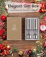 Vista 9 de TOMEEM Juego de molinillo eléctrico de sal y pimienta de mayor capacidad mejorado recargable con luces LED, molinillo automático de sal y pimienta