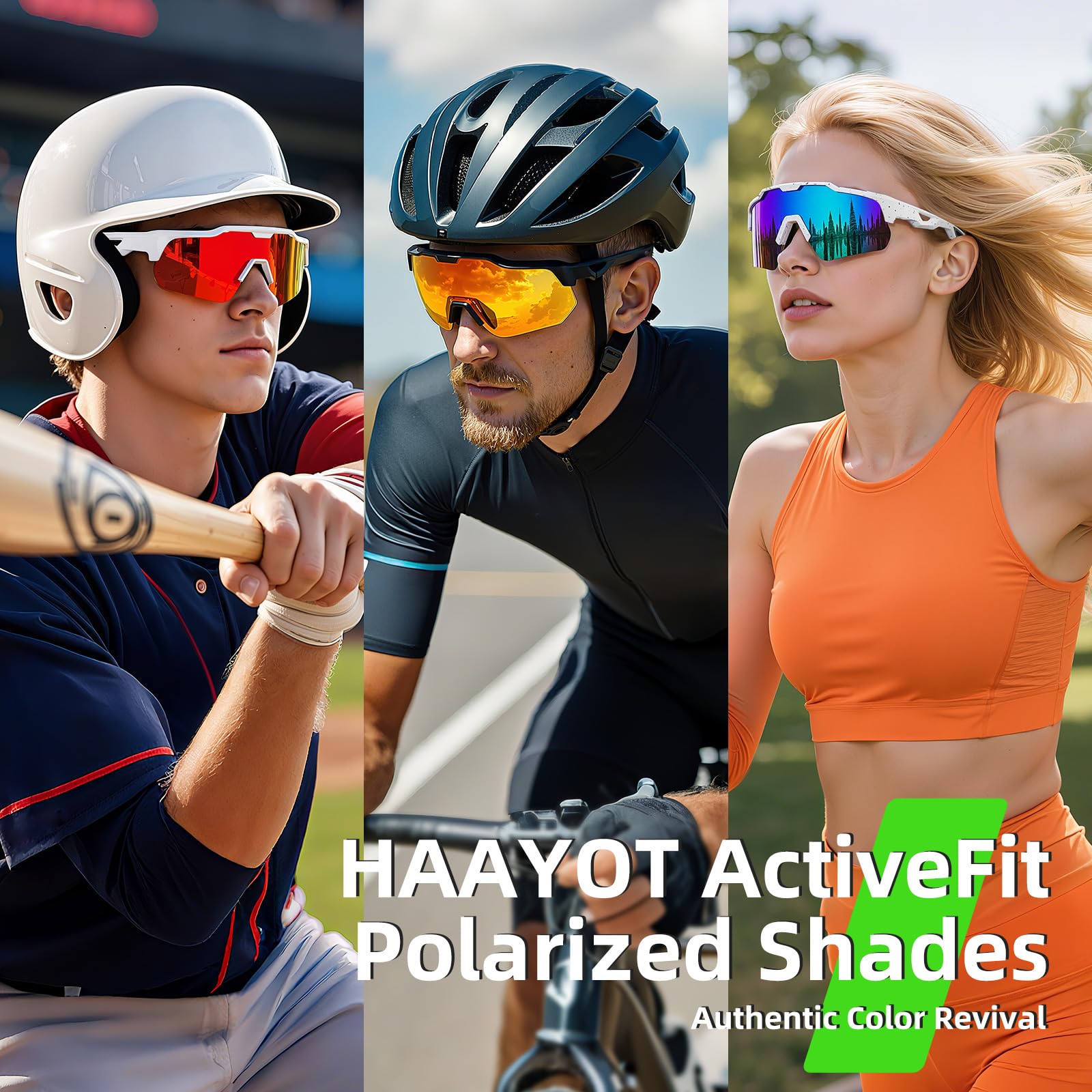 HAAYOT Polaryzacyjne sportowe okulary przeciwsłoneczne dla mężczyzn i kobiet, ochrona przed promieniowaniem UV, baseball, jazda na rowerze, bieganie, jazda samochodem, okulary wędkarskie, kolor