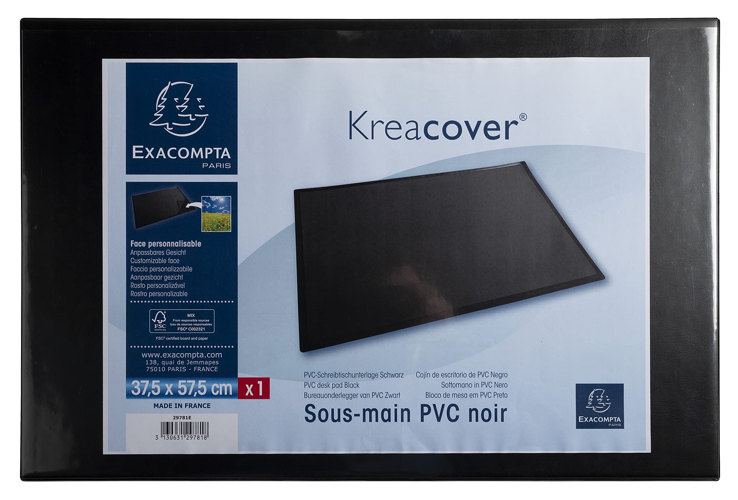 Exacompta Kreacover podkładka pod mysz czarna kartonowa twarda personalizowalna PVC