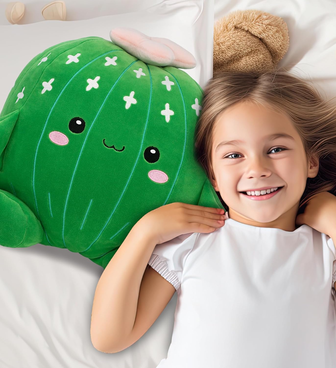DolliBu Snug-Mooshies Large Cactus Stuffed Toy – Super Squishy Cheerful Plush Plant for Girls and Boys, Cute Green Cactus Plush Toy for Stress Relief, Playtime, and Cuddling - 14 Inches