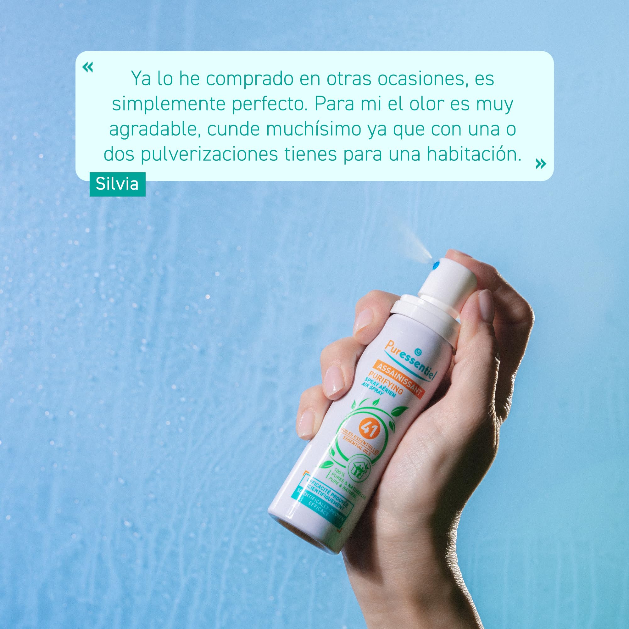 Puressentiel - Purificante - Spray Aereo Purificante con 41 Aceites Esenciales - 100% puros y naturales - Respire un aire purificado - Elimina contaminantes y malos olores - 200 ml