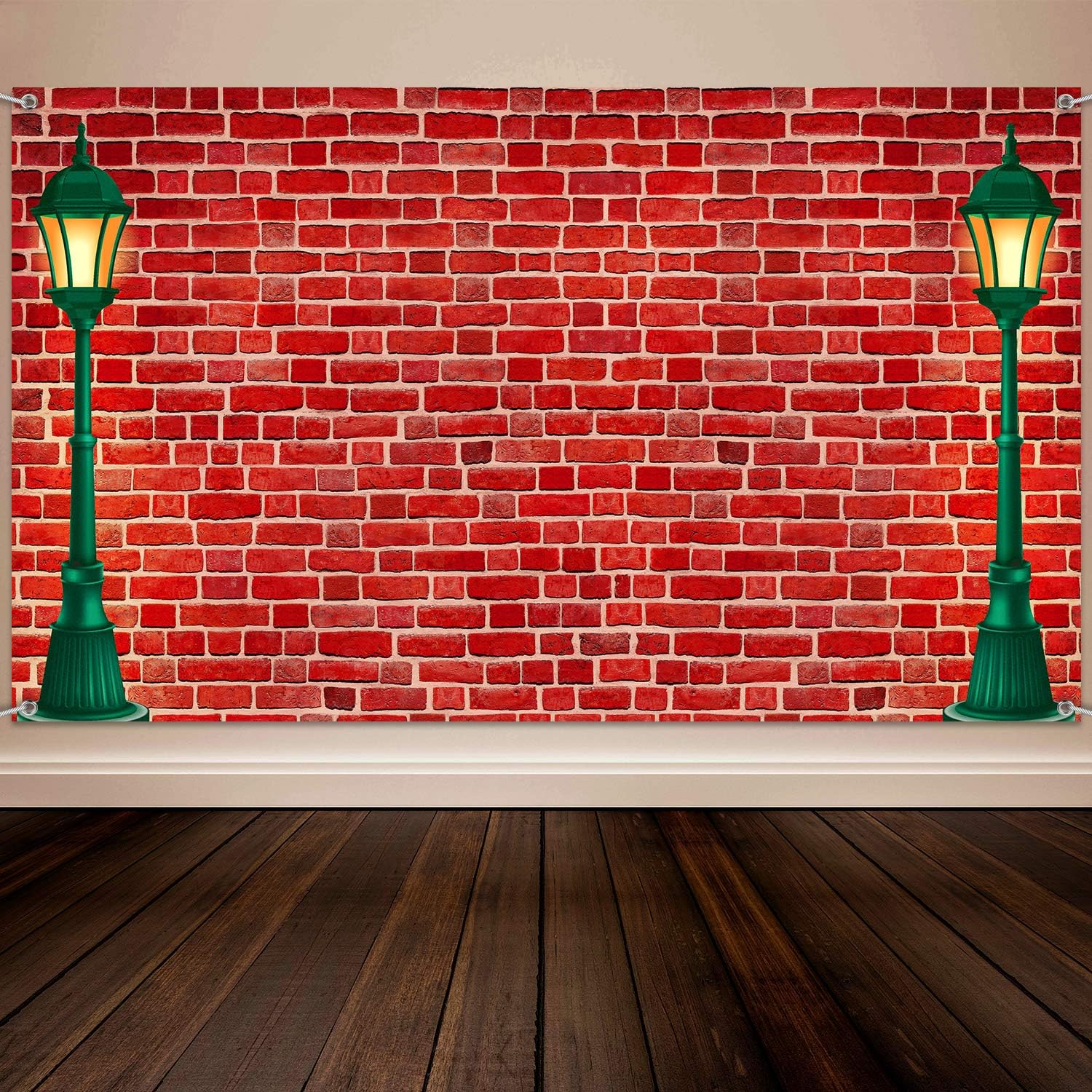 Blulu Christmas Brick Wall Theme Decoration Supplies, Extra Large Fabric Red Brick Wall Street Backdrop for Baby Shower Banner Decoration, Boy Girl Birthday Party Theme Photo Booth Background