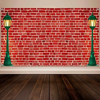 Christmas Brick Wall Backdrop Red Brick Theme Decor Extra Large Fabric Red Brick Wrapping Paper for Christmas Birthday Party Supplies Photo Props Brick Wall Decor Background (Brick Wall)