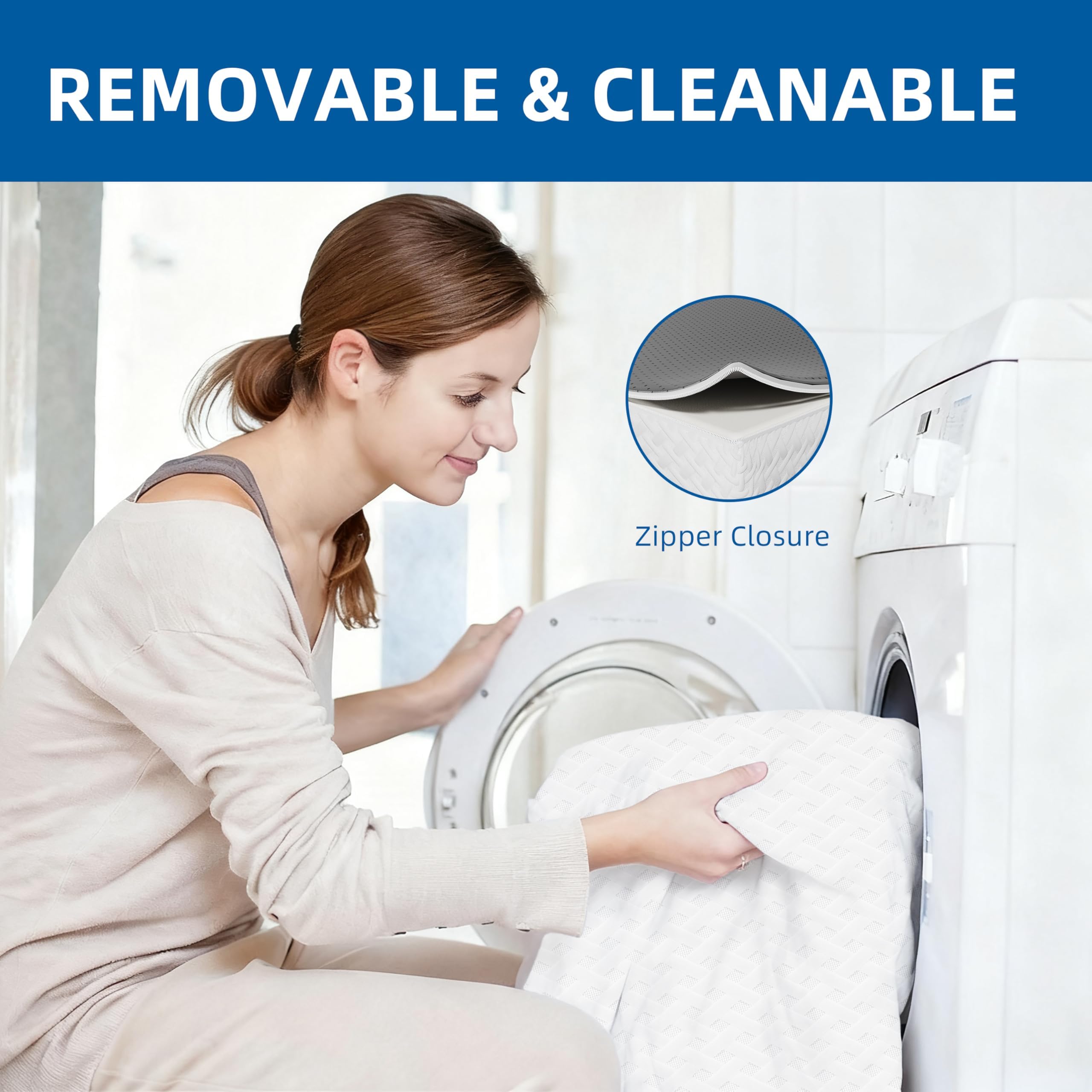 Topper Viscoelástico, Colchón de Espuma viscoelástica, 7 cm de Espesor colchón Topper Espuma con Cubierta con Cremallera Lavable, colchón Topper para Alivio del Dolor de Espalda (90X190CM)