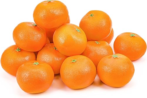 Toopify 16 naranjas artificiales, naranjas artificiales decorativas para decoración realista, naranjas de frutas falsas realistas para Navidad,