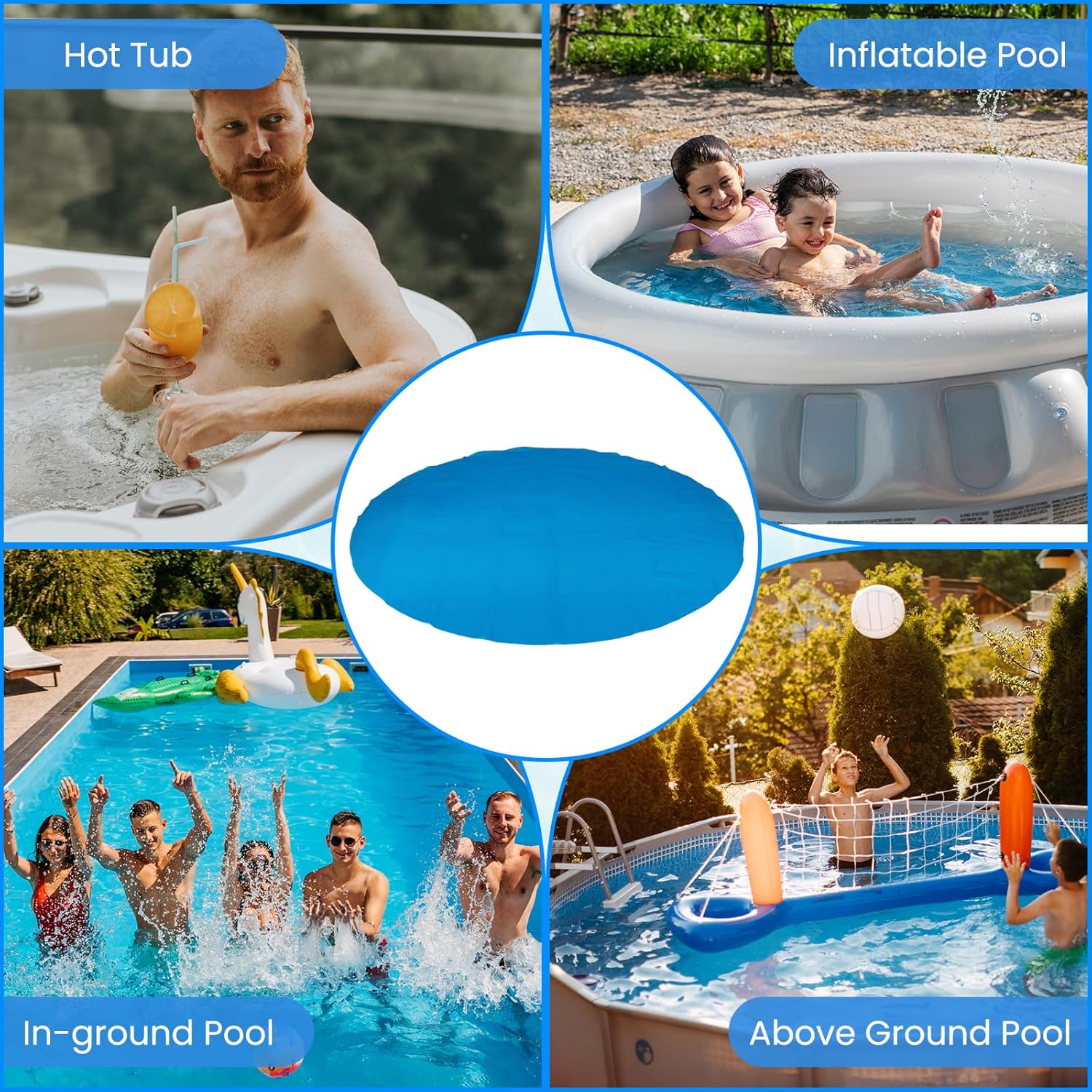 Goplus 12 FT Round Solar Pool Cover, 12 Mil Above-Ground & In-ground Swimming Pool Heat Retaining Blanket, Heavy-Duty Thermal Insulating Bubble Wrap Cover for Hot Tub SPA (Blue, Round 12 FT)