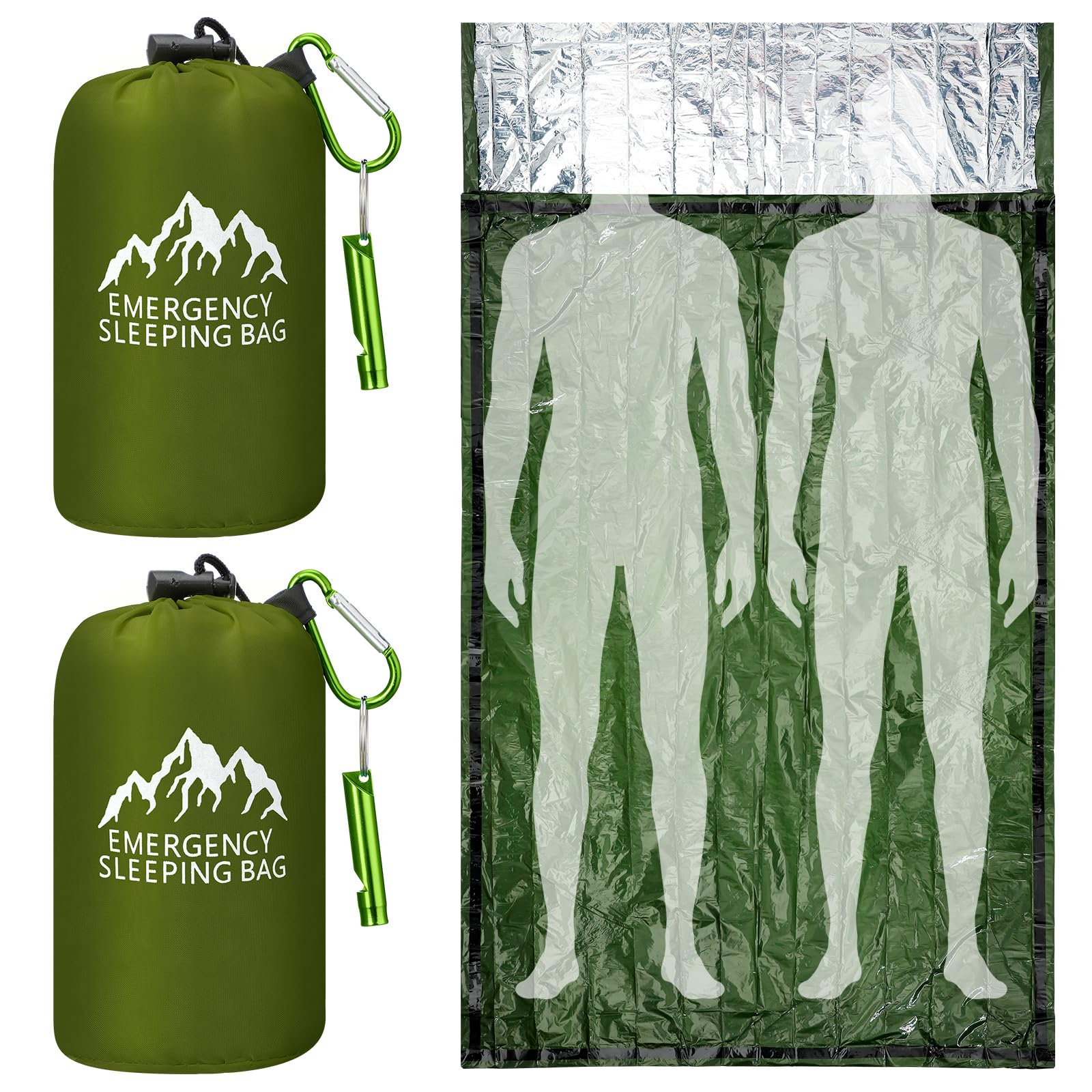 Oudain 2 Pcs XL Emergency Sleeping Bag 94.5" x 49.2" Bivy Bag