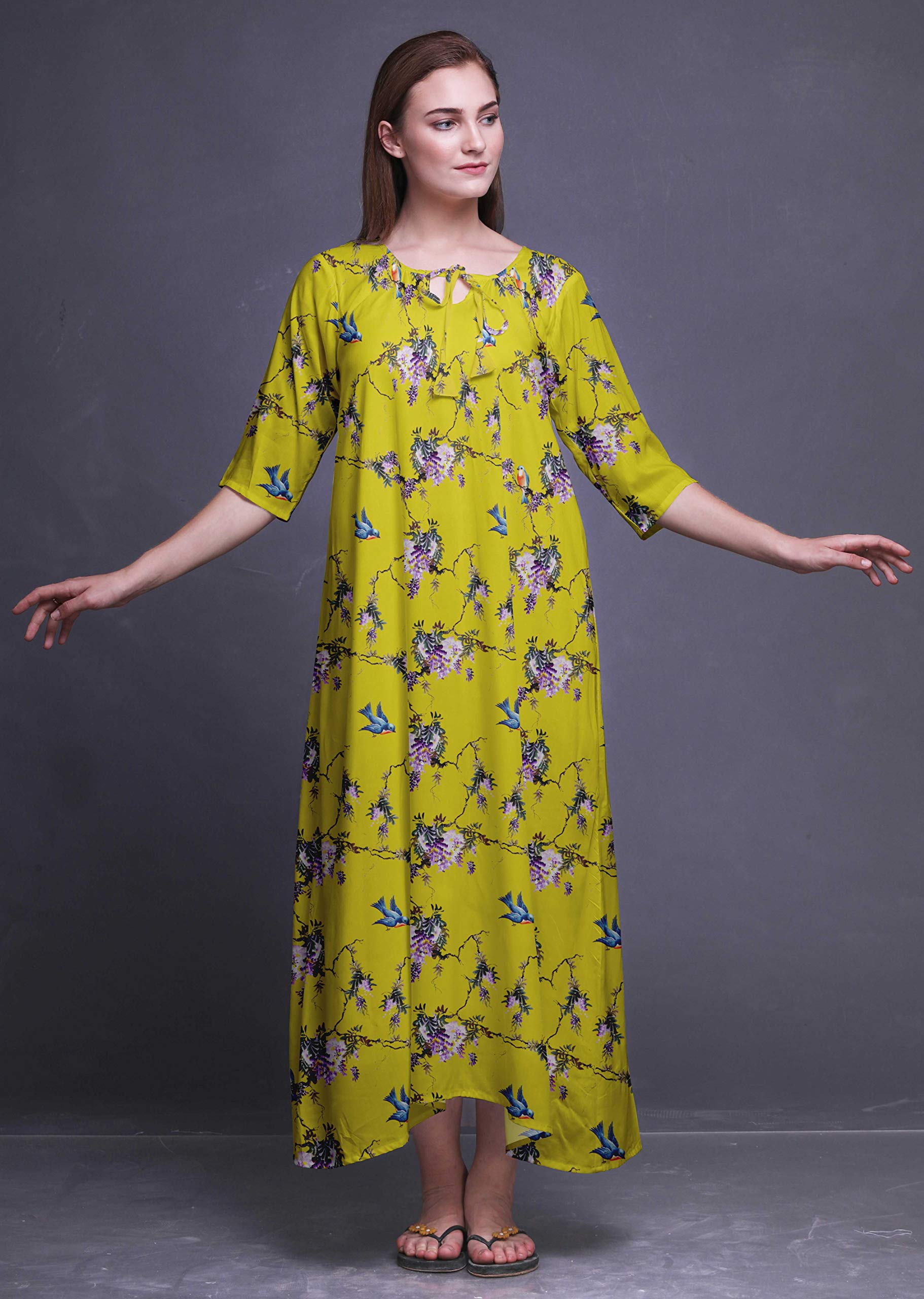 Bimba Maxi Sleepwear Summer Nighty Impreso Camisones 3/4 Mangas camisón