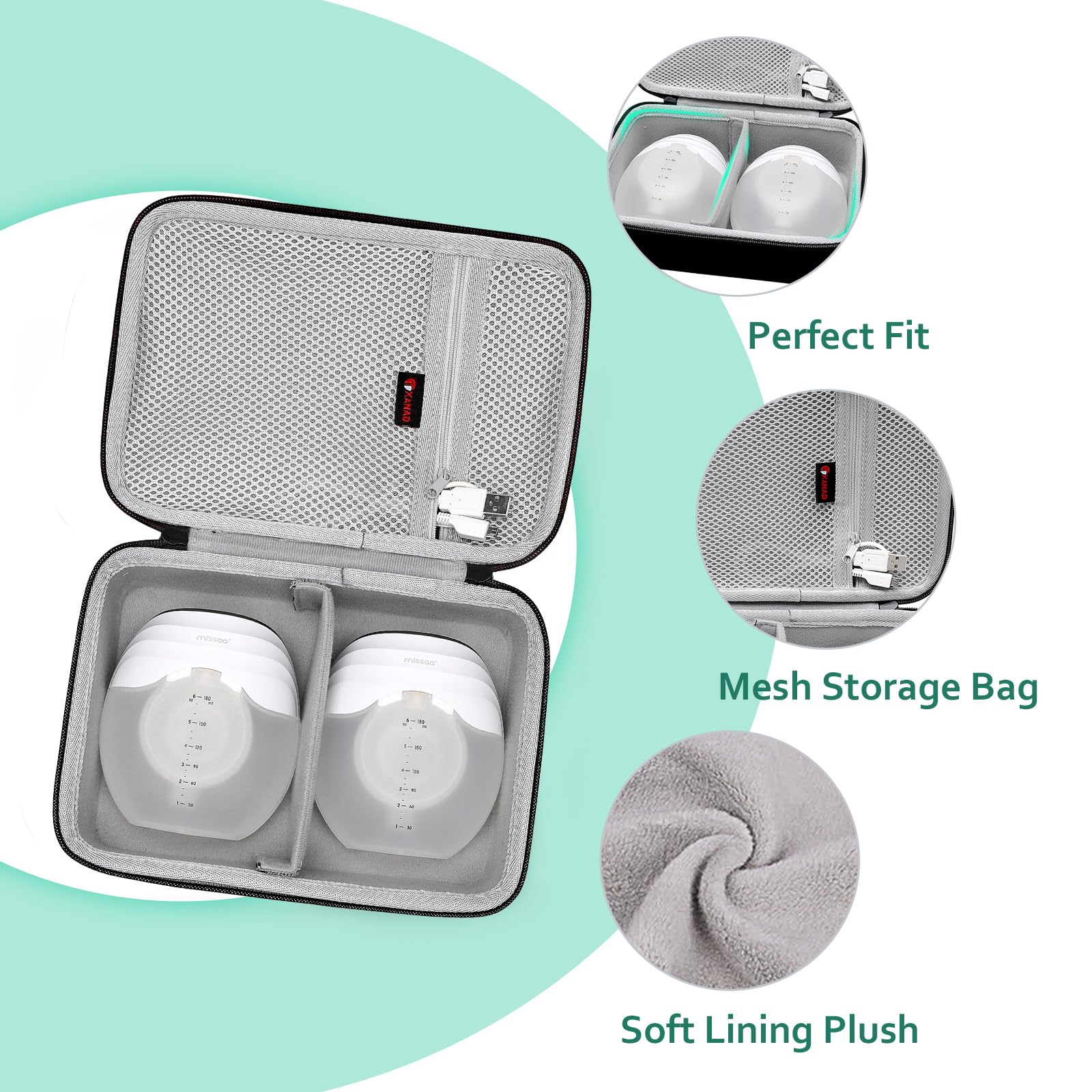 XANAD Hartschalenkoffer für Momcozy S12 Pro / S12Pro / S9 / Momcousy tragbare Milchpumpe, geeignet zur Aufbewahrung