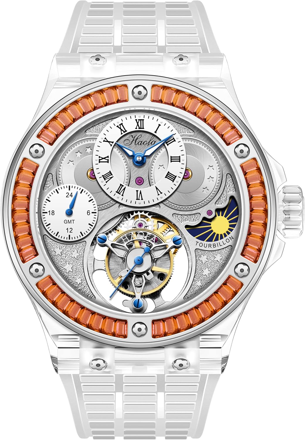 HAOFA 腕時計メンズ トゥールビヨン K9水晶ガラス ダイヤモンドベゼル 機械式手巻き ムーンフェイズ GMT 腕時計 中空の文字盤 防水 高級 おしゃれ 男性プレゼント Amazonで販売中 HAOFA 腕時計メンズ トゥールビヨン K9水晶ガラス ダイヤモンドベゼル 機械式手巻き ムーンフェイズ GMT 腕時計 中空の文字盤 防水 高級 おしゃれ 男性プレゼント Amazonで販売中