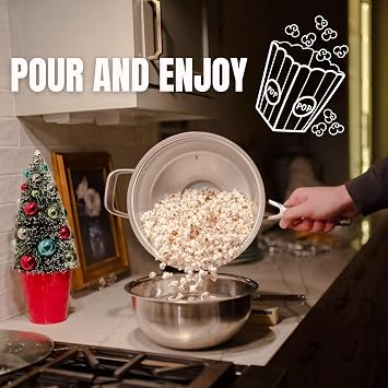 The Grandpopper Popcorn Popper | No-Shake, No-Stir Premium Stovetop Popcorn Maker | Popcorn Pan | Popcorn Pot | Pops Kernels Perfectly Without Burning | Easy Serving