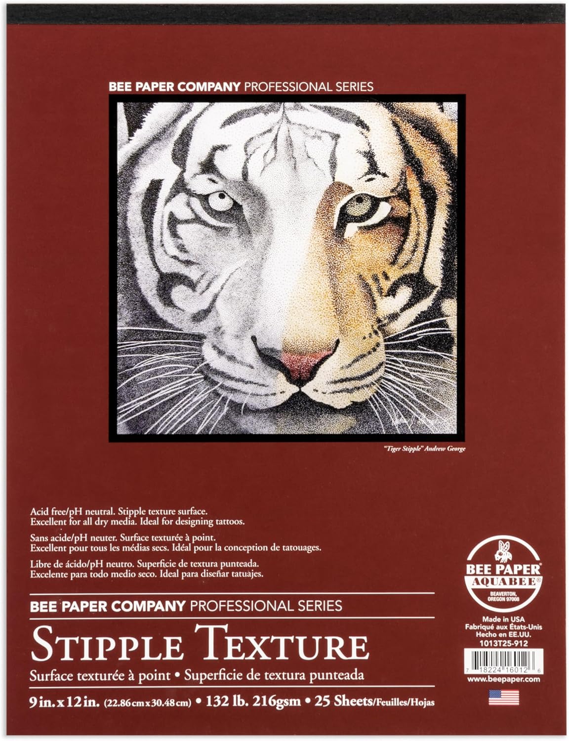 Bee Paper - 9"x 12" Stipple Texture Paper Pad, 25 Sheets