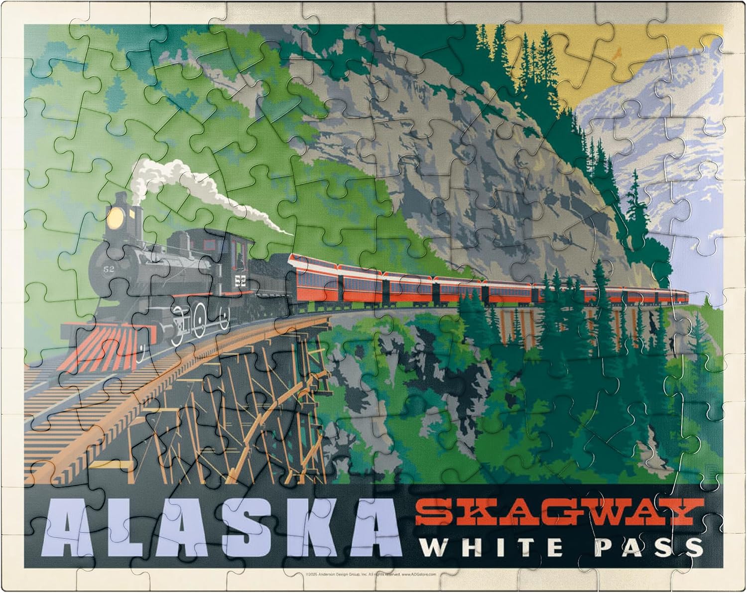 MyPuzzle Alaska: Skagway, Vintage Poster - Premium 500 Piece Jigsaw Puzzle for Adults