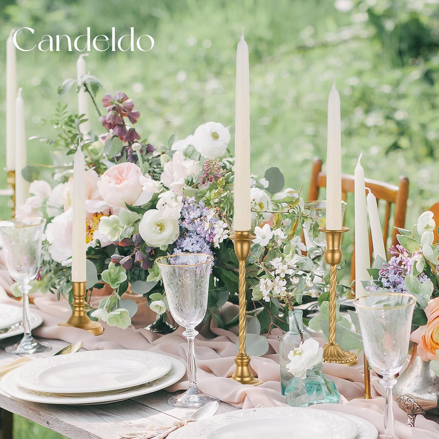 Candlestick Candle Holders Gold: Tall Taper Candles Stick Holder Wedding Decor Set of 10 Dinning Table Centerpiece Vintage Metal Candle Stand