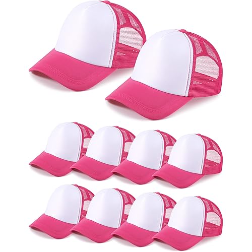 10 Pcs Sublimation Blank Trucker Hats Bulk Mesh Baseball Cap Polyester Mesh Trucker Hat for Men and Women