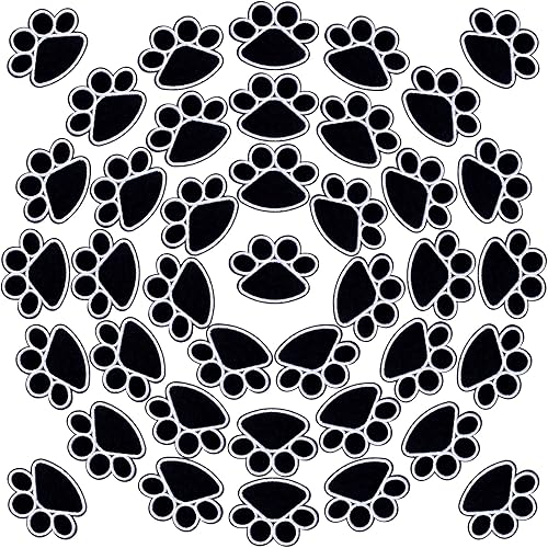 PAGOW 40 parches con estampado de patas para ropa de chaqueta, parches de impresión de patas para planchar en blanco y negro, parches adhesivos