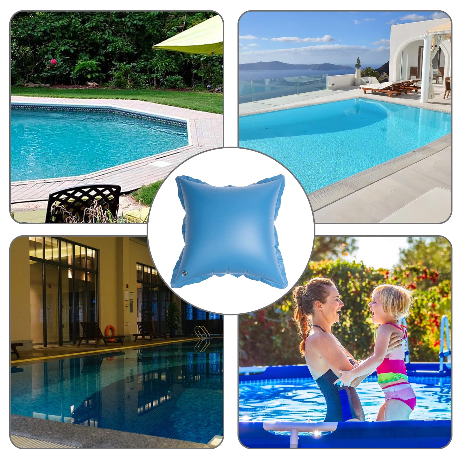 Coussin Gonflable Piscine, Flotteur Hivernage Piscine, Produit Hivernage Piscine, Oreiller De Piscine d'hiver, Bouee Piscine 120 cm, 0.4mm d'épaisseur (Carré, 2 pièce)