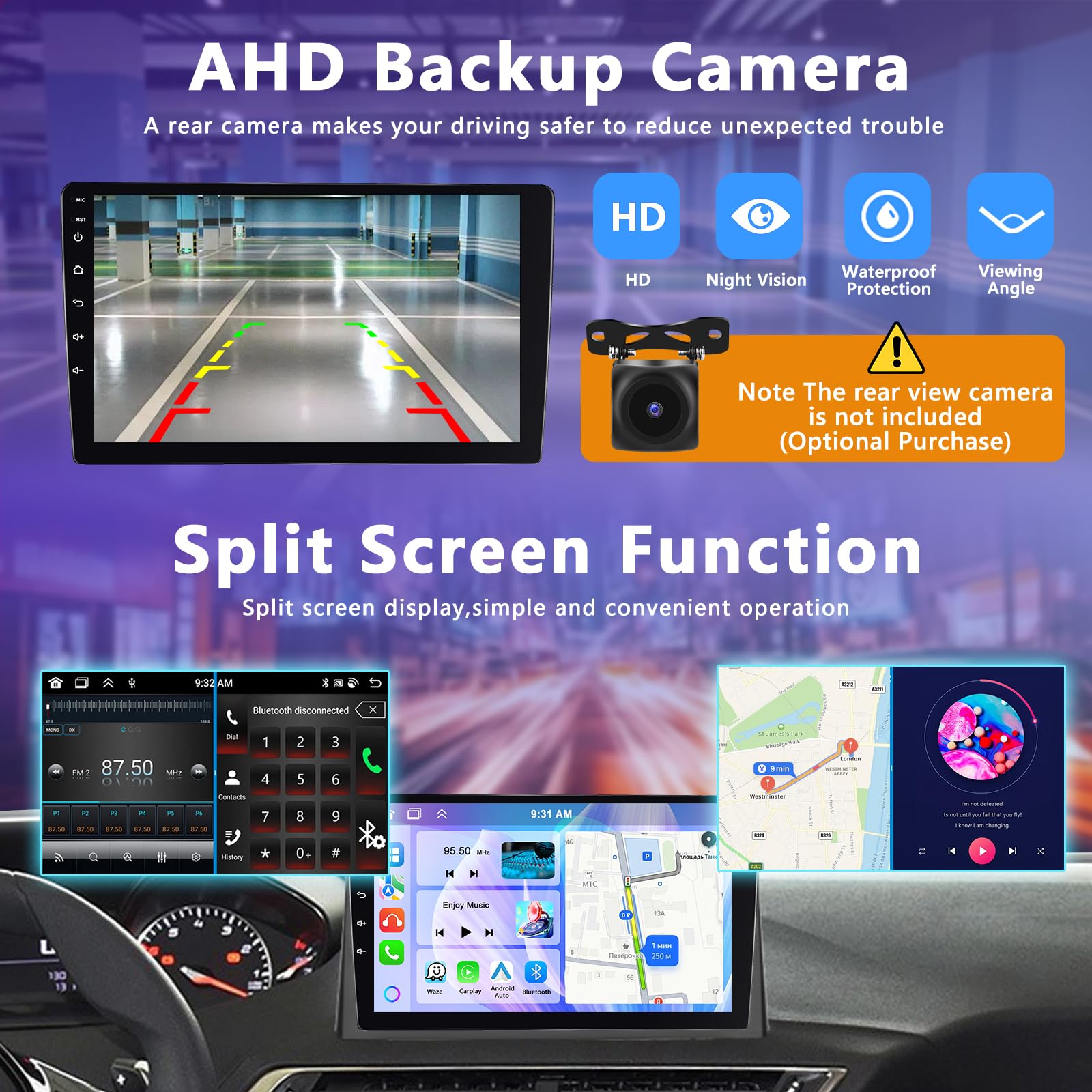 6+128G Motorsi Carplay Android Auto 2Din Car Stéréo avec GPS Navi WiFi, 9 Pouces Écran Tactile Poste Radio Voiture, Android 13 Autoradio Support MirrorLink/Bluetooth/FM/AUX/EQ/RDS/SWC Autoradio + MIC