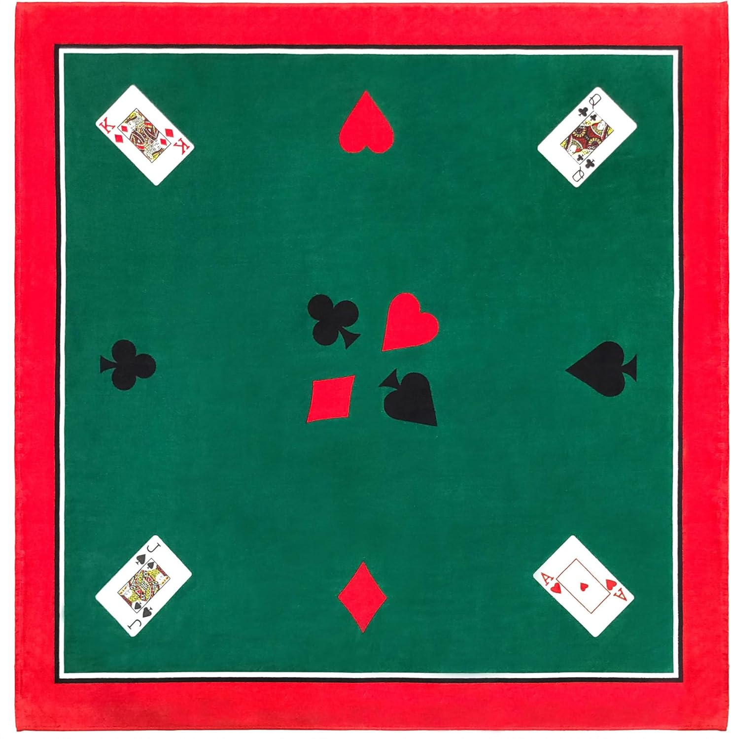 Beachland 60.5-Inch Square Velour Table Cloth - 100% Cotton, Game Cards Design - Soft, Durable, Machine Washable - Perfect for Game Night (Cards Table Towel, 60.5" Square)