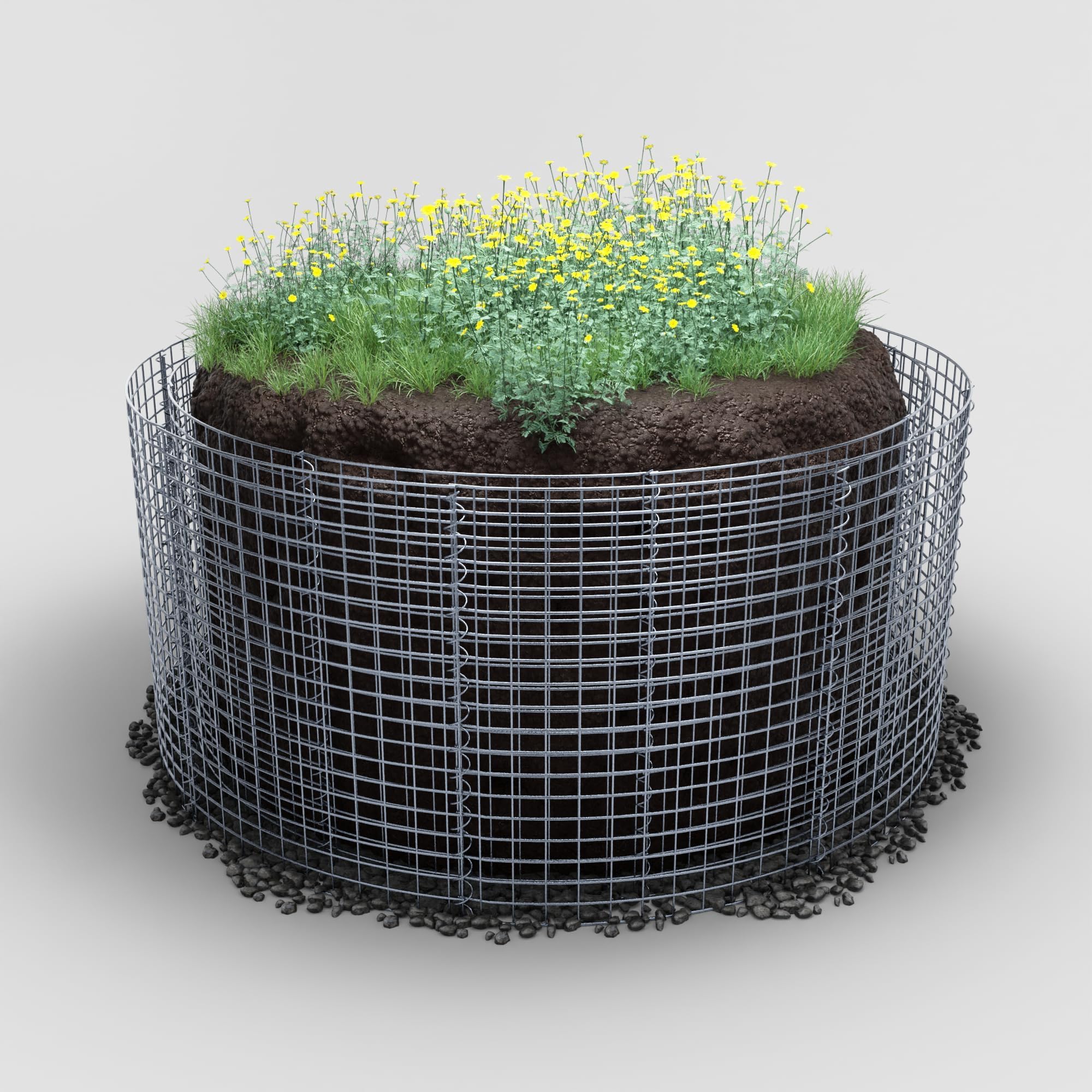 Gabiona Rundes Gabionen Hochbeet - Ø 172 cm, Höhe 50 cm - Robustes Pflanzbeet mit Zink-Alu Beschichtetem Gitter, Inklusive Montagematerial - Perfekt für Gartenfreunde