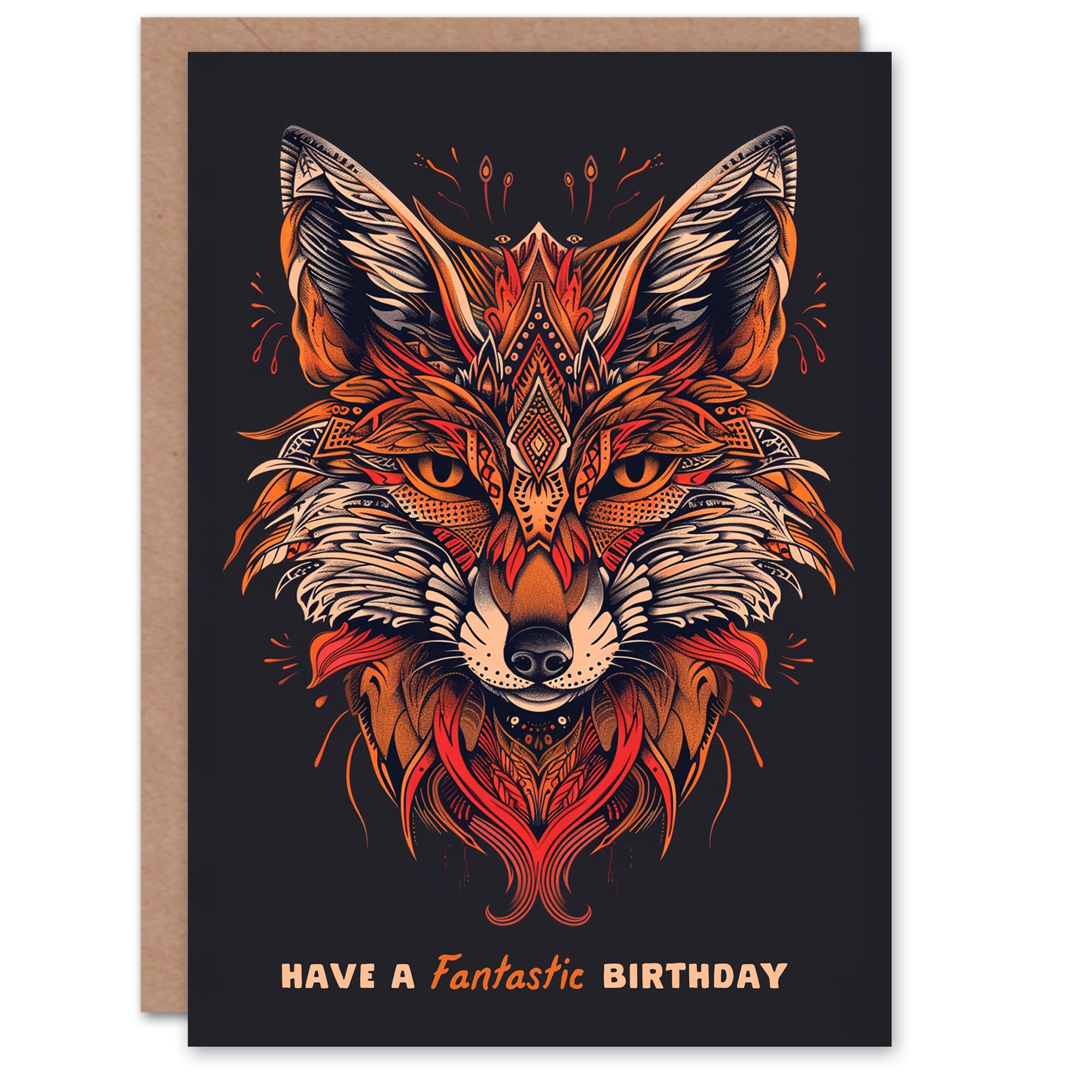 Artery8 Greeting Card - Fox Head Birthday Card - Orange