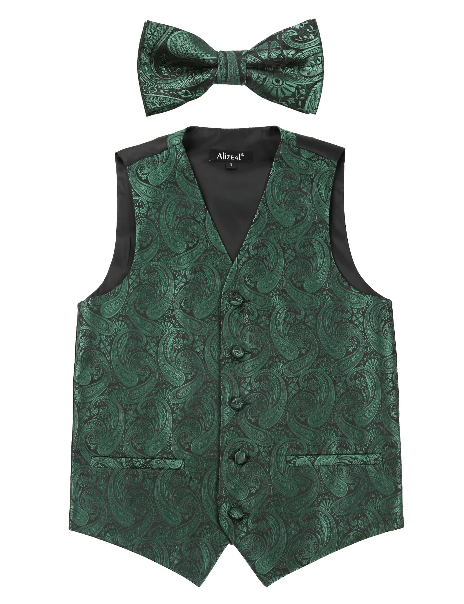Alizeal Conjunto clásico de pajarita y chaleco de traje para niños