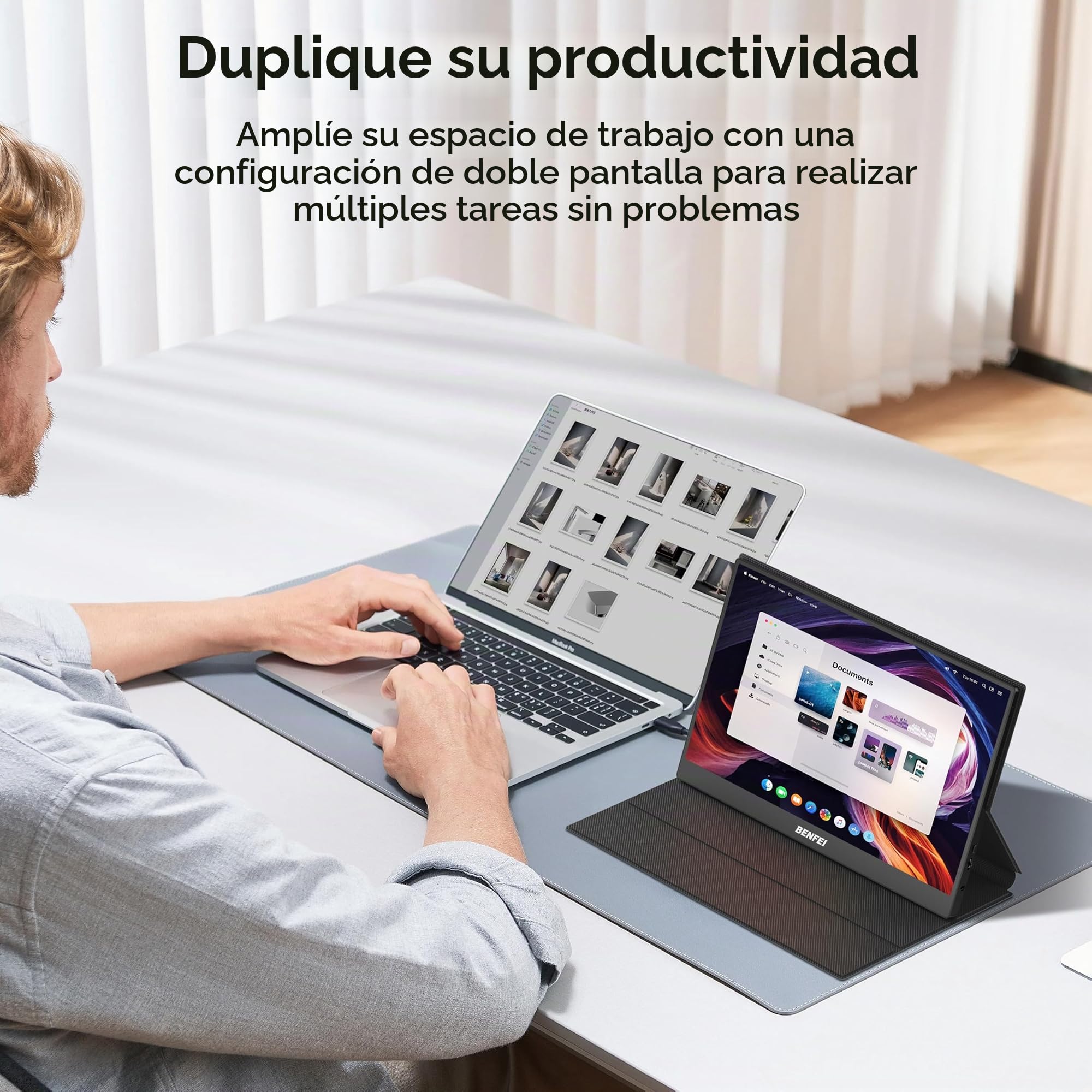 BENFEI Monitor portátil de 15,6", FHD 1080P, Pantalla para Juegos HDMI/USB-C, IPS HDR ultradelgada con Funda Inteligente y Altavoces, Monitor Externo para portátil, PC, teléfonos, Tableta, PS5/PS4
