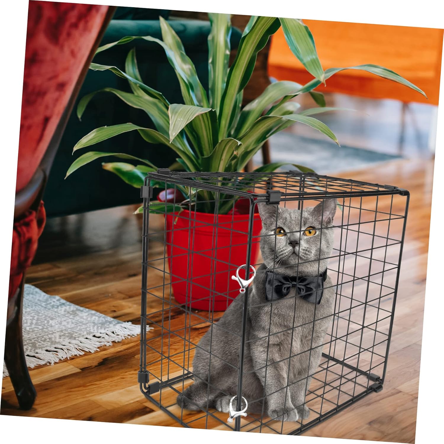 Folding Pet Car Cage Cat Kennel Cat Carrier Supplies Iron Pet Cage Enclosure for Under