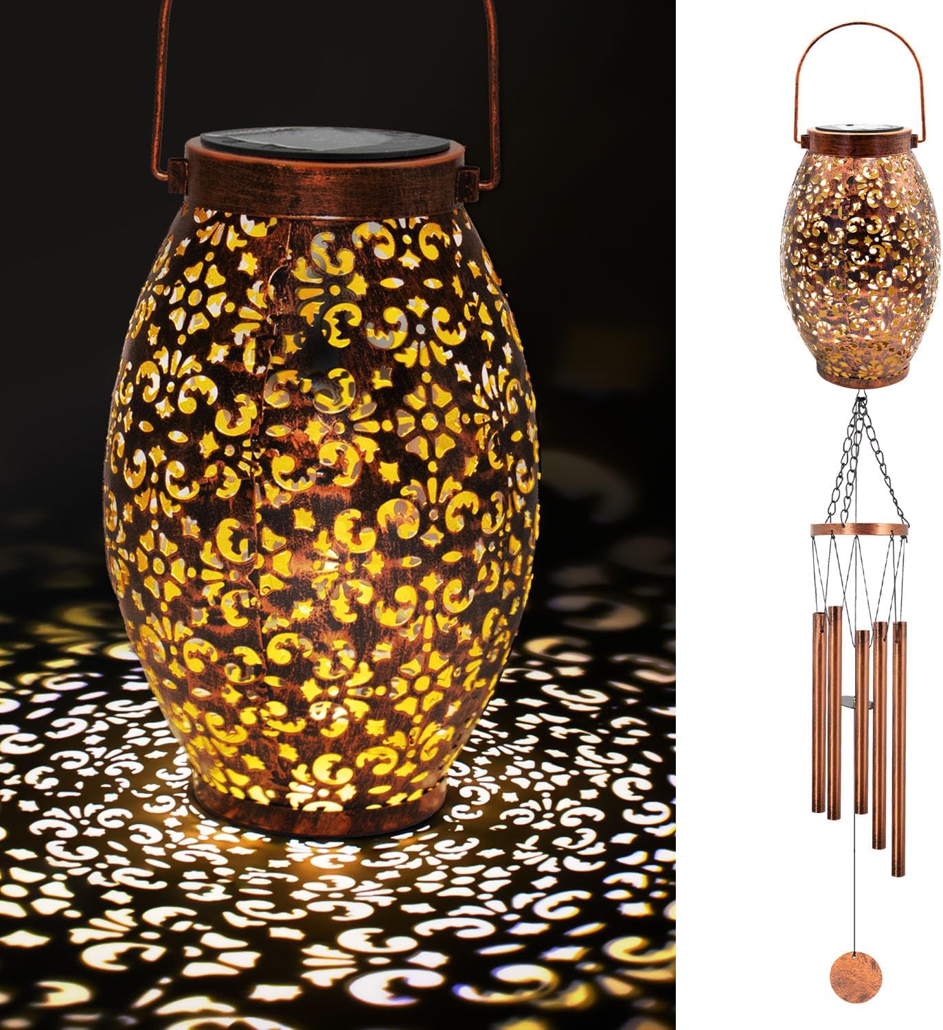 HOWARMER 35" Solar Wind Chimes for Outside, Unique Hanging Solar Lantern, Outdoor Wind Chime for Patio Yard, Decor Gardening Gifts Birthday Gifts for Mom,Grandmamom,Women,Christmas Decorations