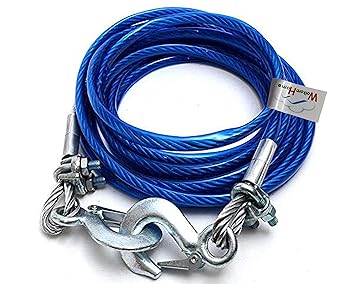 WolkomHome Heavy Duty Tow Ropes 4M 5 Tons Wire Cable High Strength Hook Steel Wire Trailer Car Emergency Towing Rope for Kia Seltos