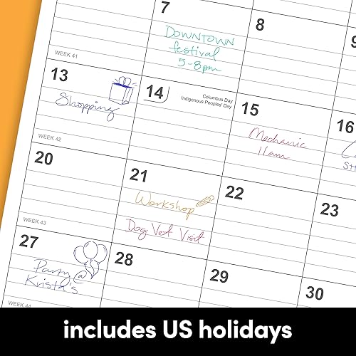 Miniatura 7 de PAPERAGE Calendario 2024-12 meses (negro y blanco), calendario minimalista de pared y escritorio con vistas mensuales y planes anuales, grande (17 x